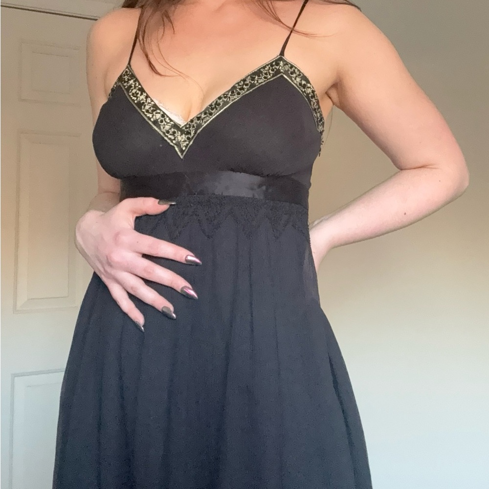 Rare Banana Republic Beaded Black Midi Cocktail Dress - 10 - Picture 9 of 14